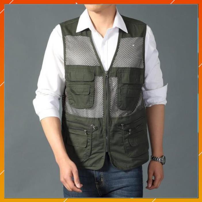 [FreeShip – hàng Auth]  Áo gile Nam - Áo ghi lê Lưới Lính Mỹ Vest gile Nam Nhiều Túi