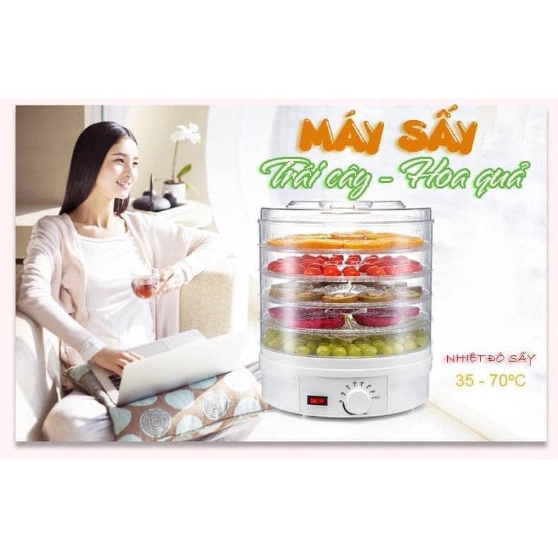 Máy sấy hoa quả, rau củ, thịt cá 5 tầng, hình tròn siêu đẹp