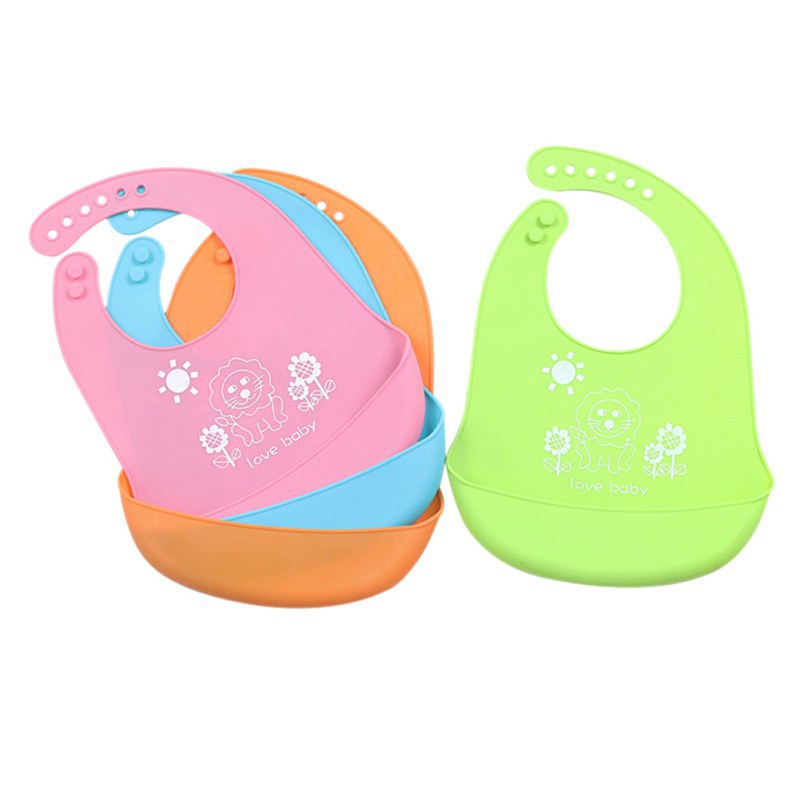 Yếm ăn uống từ silicone chống thấm nước in hình xinh xắn cho bé
