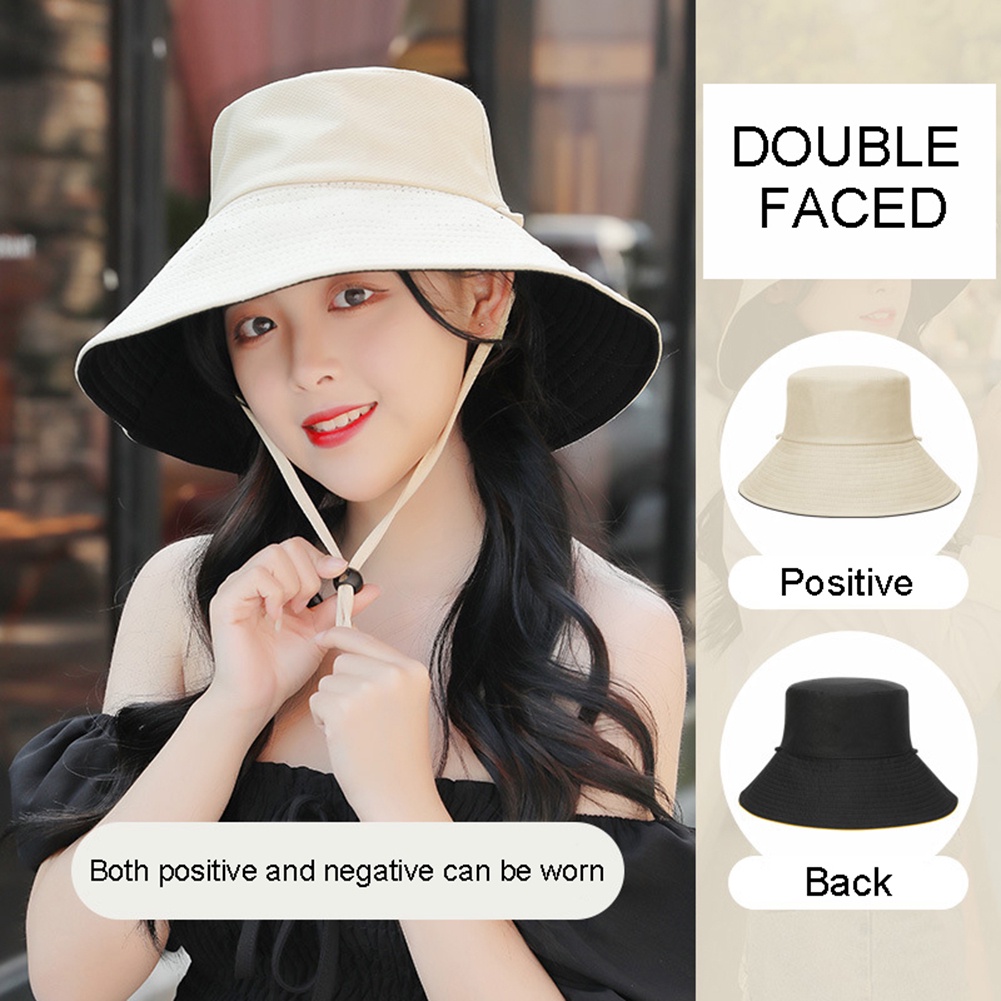 Nón Vành Rộng Hai Mặt Chống Tia UV Thời Trang Cho Nữ