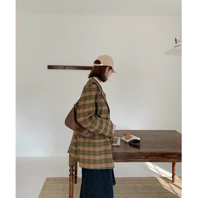 Túi Mi.co.cahh da mềm cặp nách nâu