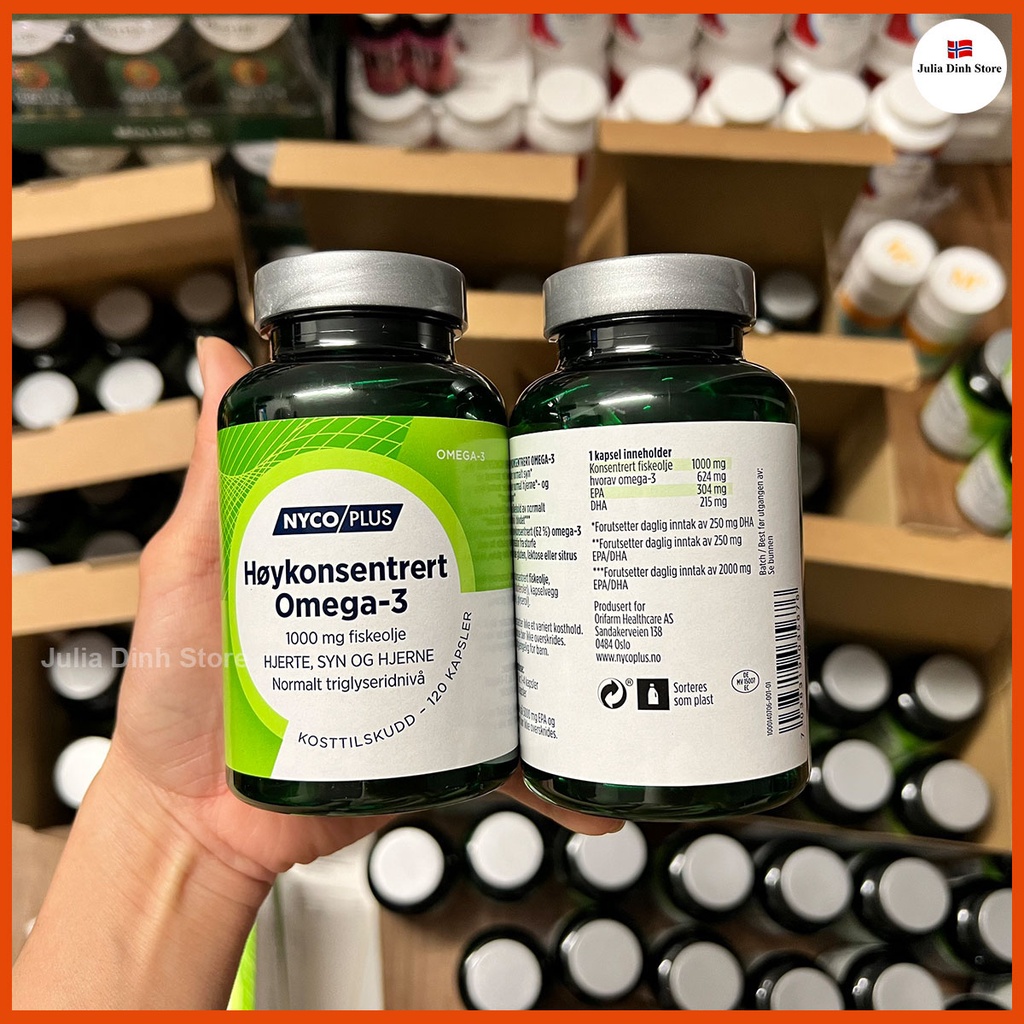 Dầu cá Omega 3 1000mg Hoykonsentrert Nycoplus nội địa Na Uy - 120 viên