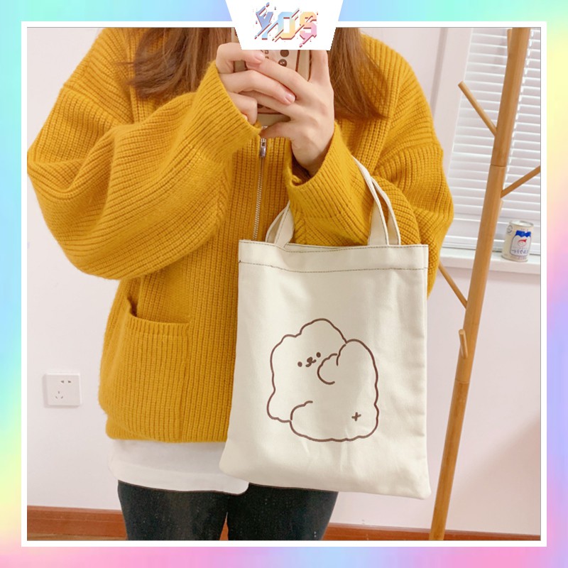Túi vải canvas đựng tiện ích xinh xắn ulzzang