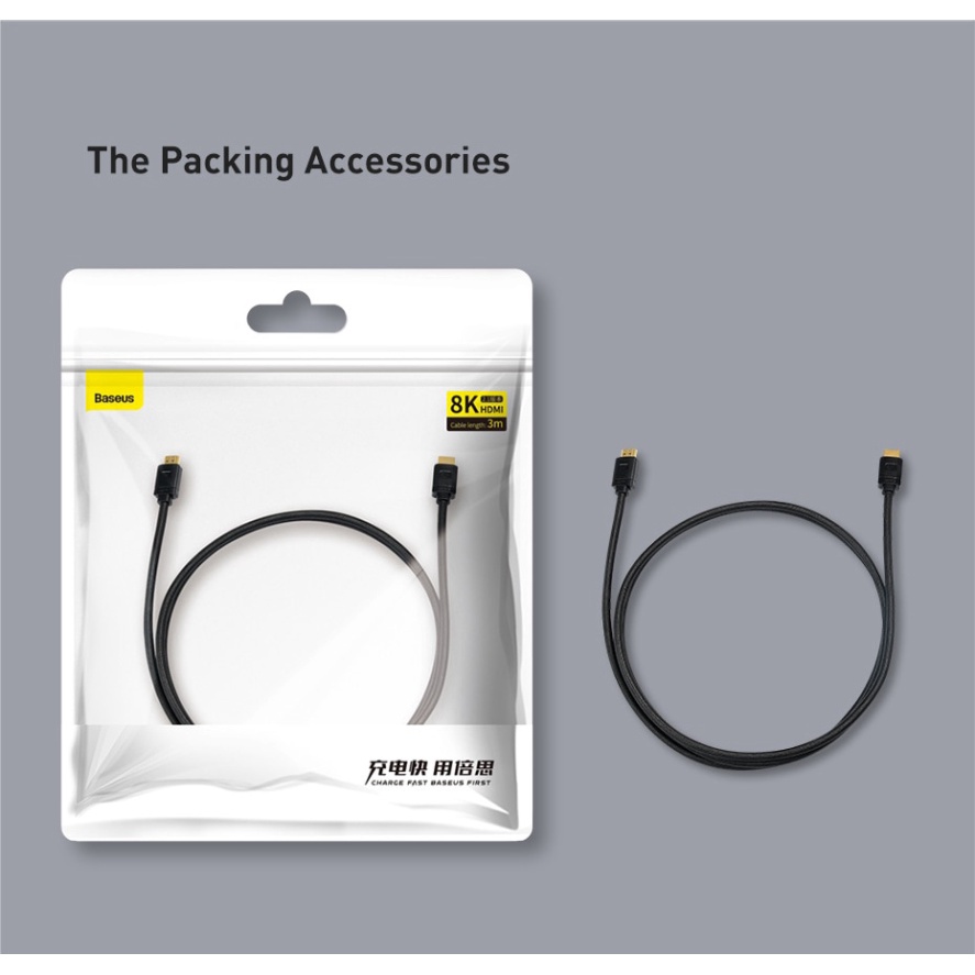 Cáp Kỹ Thuật Số Baseus HDMI 2.1 sang HDMI 8K 48Gbps Cho Xiaomi PS5 PS4 PC TV Box