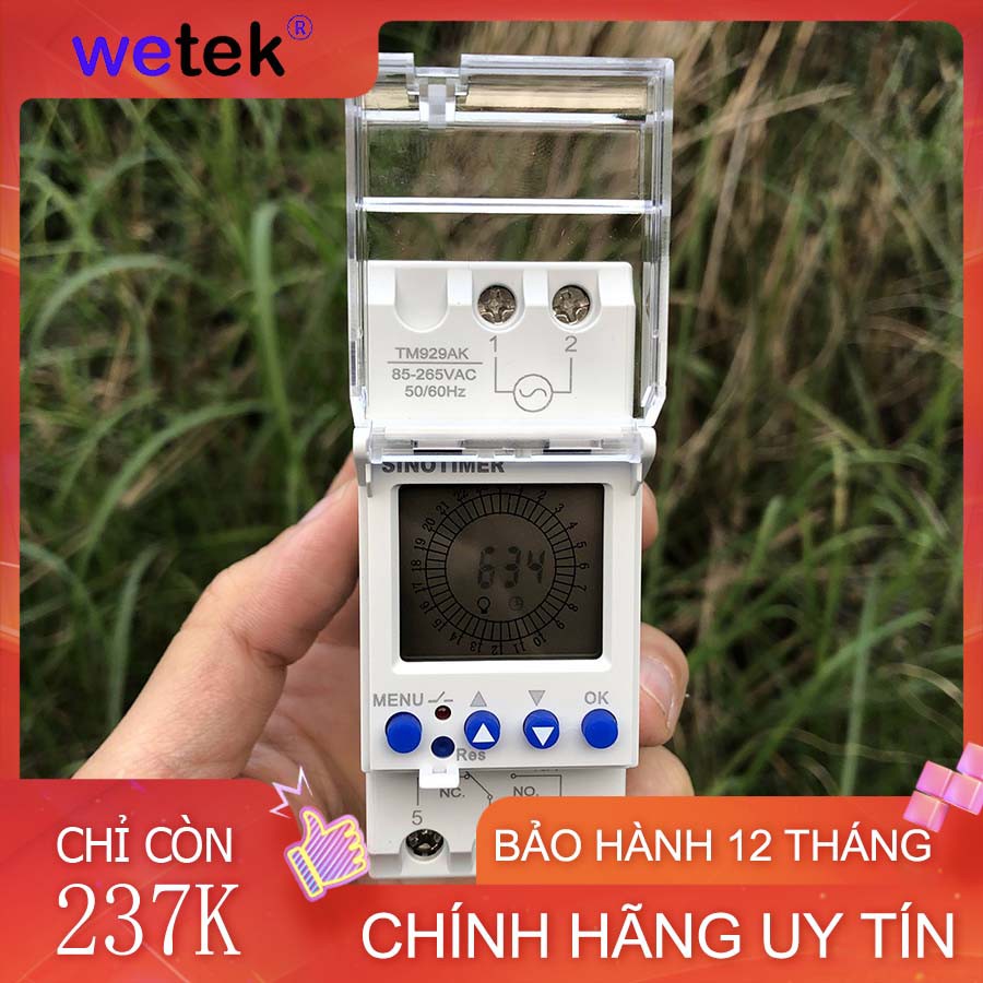 Công tắc hẹn giờ Timer 24h TM929 loại Điện tử lai Cơ Sinotimer 16A 1 cặp tiếp điểm - Rẻ đẹp lại dễ cài đặt như loại cơ