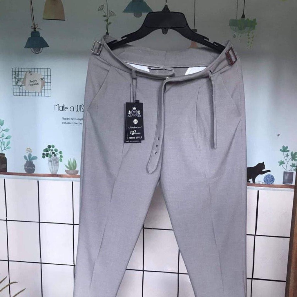 Quần Âu Tây Nam Đen, Xám Mix Đai 2 Bên Mẫu Mới Cao Cấp,Thay Thắt Lưng, Phong Cách Hàn Quốc , Mặc Lên Là Đẹp