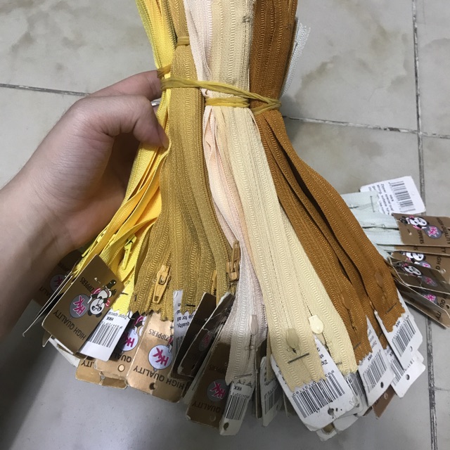 [ Bảng màu 2] Dây kéo HKK 18cm may quần tây, bóp ví tông vàng