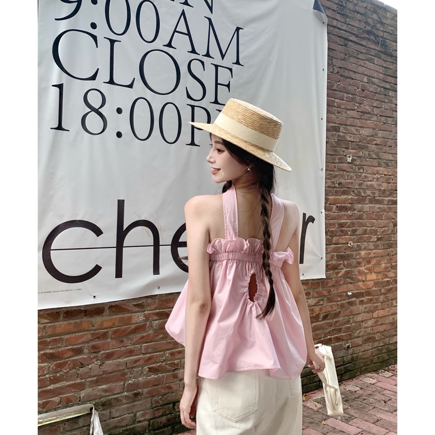 Áo Quây Cúp Ngực Nhún Dây Cổ LSEOUL A2536 Mềm Mại Thoáng Mát Màu Pastel Nữ Tính