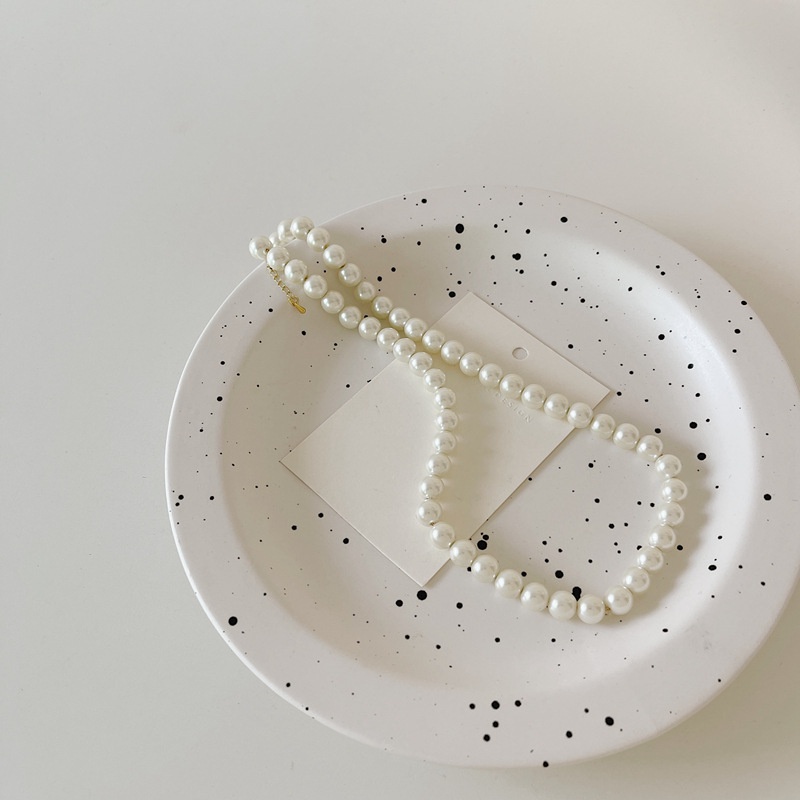 Dây chuyền ngọc trai thủy tinh thiết kế đơn giản dễ phối đồ