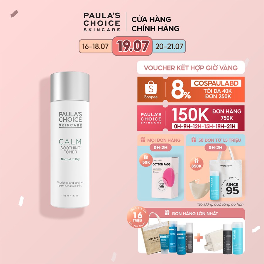 Nước hoa hồng làm dịu mẩn đỏ và phục hồi da khô Paula’s Choice Calm Redness Relief Toner Dry Skin-118ml 9120