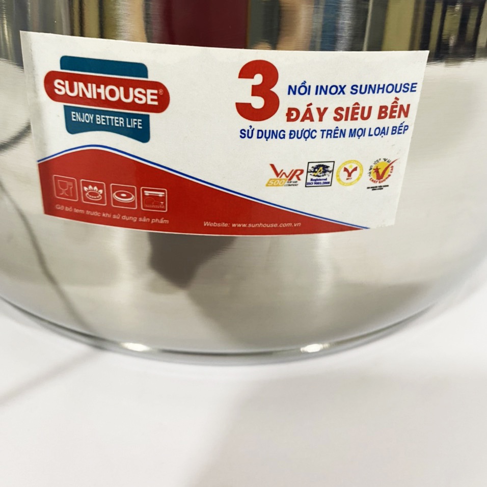 ( XẢ KHO THANH LÝ) Nồi inox Sunhouse 3 đáy size 16cm , 20cm , 24cm, 22cm Kangaroo dùng  bếp ga , bếp từ , bếp hồng ngoại