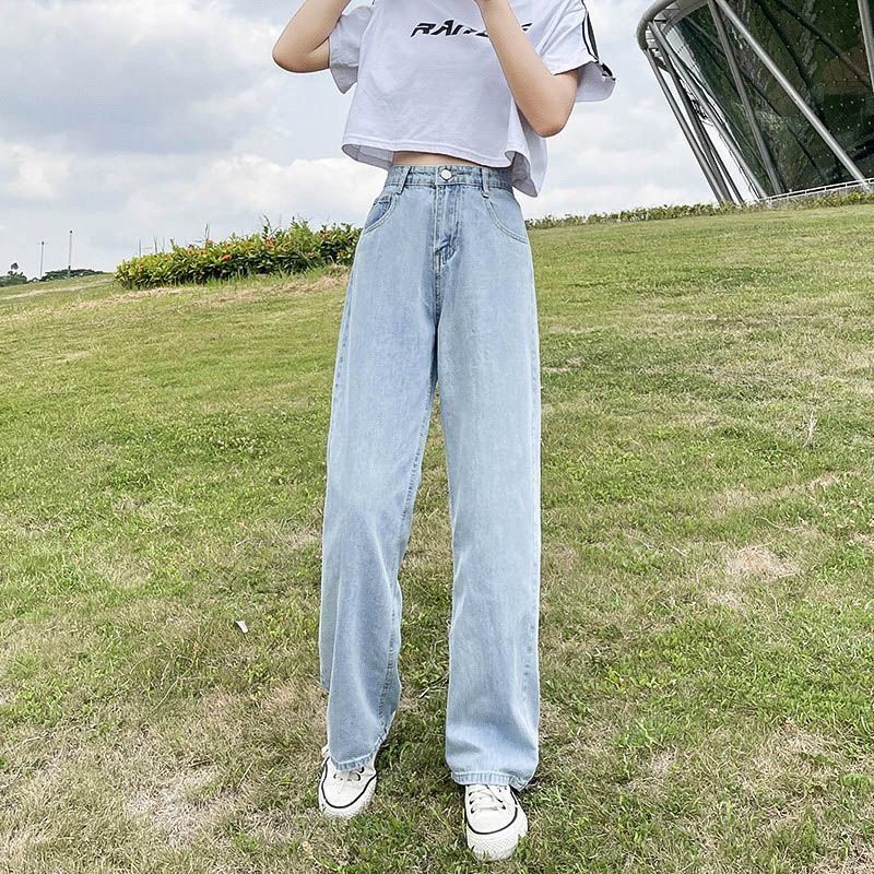 Quần Jean Ống Rộng Mỏng Ống Thẳng Lưng Cao Mẫu Mới 2022 Thời Trang Mùa Hè