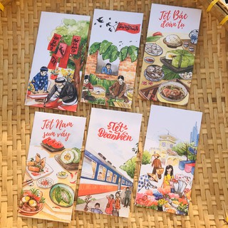 [MUA 5 SET TẶNG 1 SET] - Set Bao Lì Xì Cổ Truyền Màu Nước Vintage