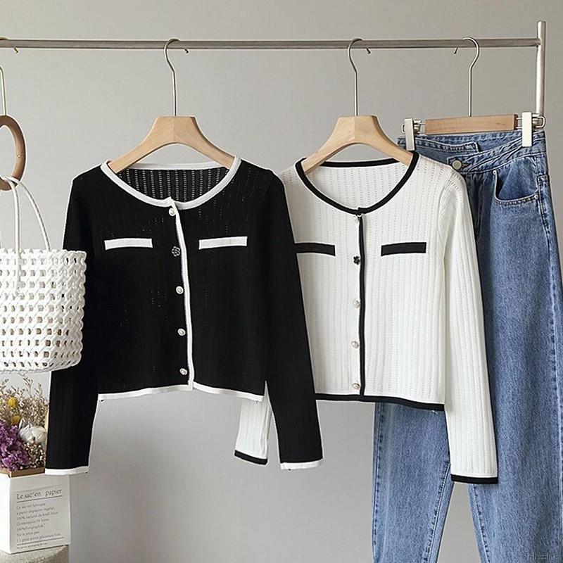 Áo cardigan cổ tròn dáng ngắn thời trang mùa thu xinh xắn cho nữ