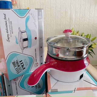 Nồi lẩu điện mini 2 tầng đa năng chiên, xào, nấu lẩu, nấu cơm 2 nấc nhiệt, tặng kèm xửng hấp