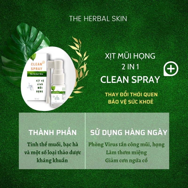 Dung Dịch Xịt Mũi Họng Hằng Ngày Diệt Khuẩn The Herbal Skin 10ml