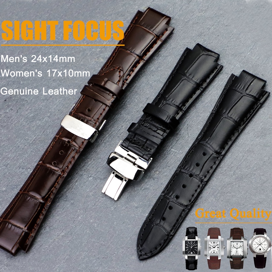 24x14mm (khóa 18mm) Lồi End Men Dây đeo đồng hồ da bê 1853 cho Tissot T60 Dây đeo đồng hồ L875 / 975K Vòng đeo tay nữ Dây đeo tay bằng da bò Phụ kiện