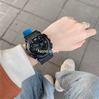 Đồng hồ nam, nữ HSET viền xanh unisex dây nhựa kiểu dáng năng động cho tuổi teen