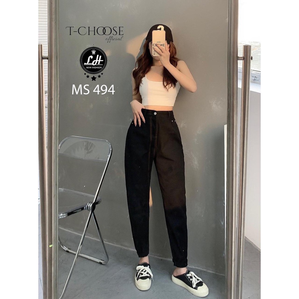 Quần bò baggy đen trơn túi nhỏ bên sườn siêu lạ Lê Huy fashion Ms 494