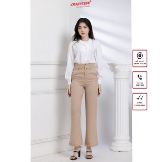 Áo sơ mi cổ lệch nút bọc CRAZYTEEN phong cách thanh lịch (A0064)