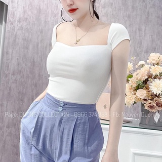 Aó thun nữ ,áo phông nữ cộc tay khoét cổ rộng chất zip co giãn