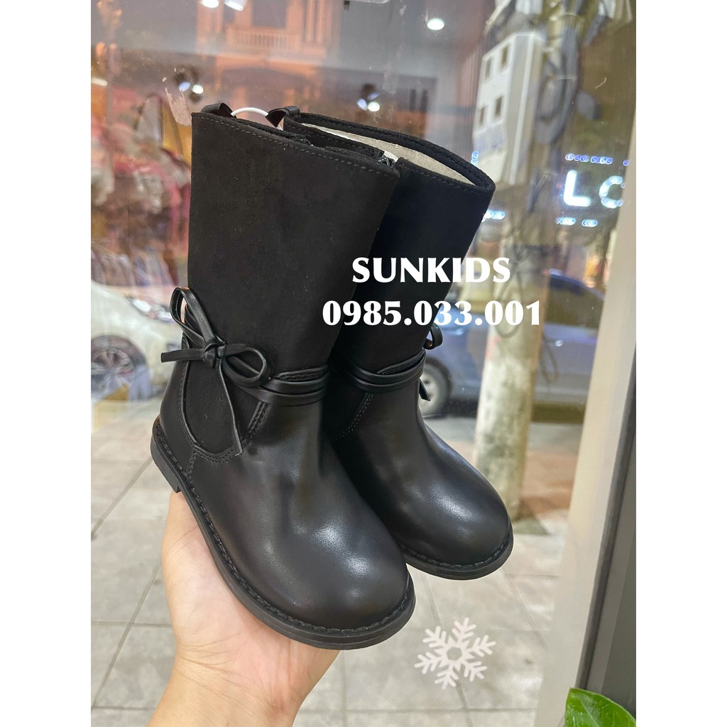 Boot da Old. Navy đen phối nơ kéo khóa