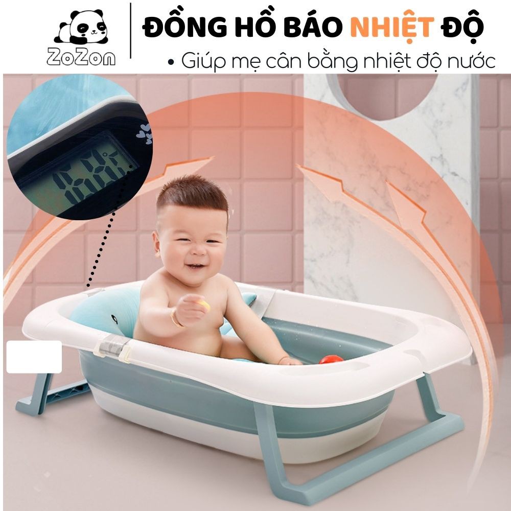 Chậu Tắm Cho Bé Thau Tắm Bé Gấp Gọn Báo Nhiệt Kèm Phao Cho Trẻ Sơ Sinh Hàng Chính Hãng Phối Bởi Zozon