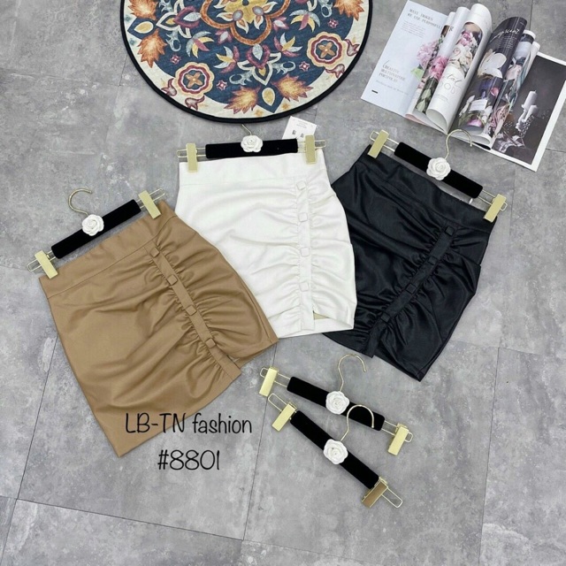 Chân váy da rúm khuy lệch hàng QC hot hit | BigBuy360 - bigbuy360.vn