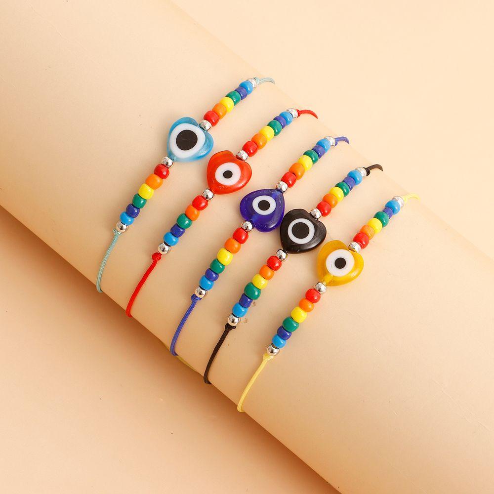 VANES1 Vòng Tay Hình Mắt Quỷ Nhiều Màu Tùy Chỉnh Phong Cách Bohemia Thời Trang Cho Cặp Đôi