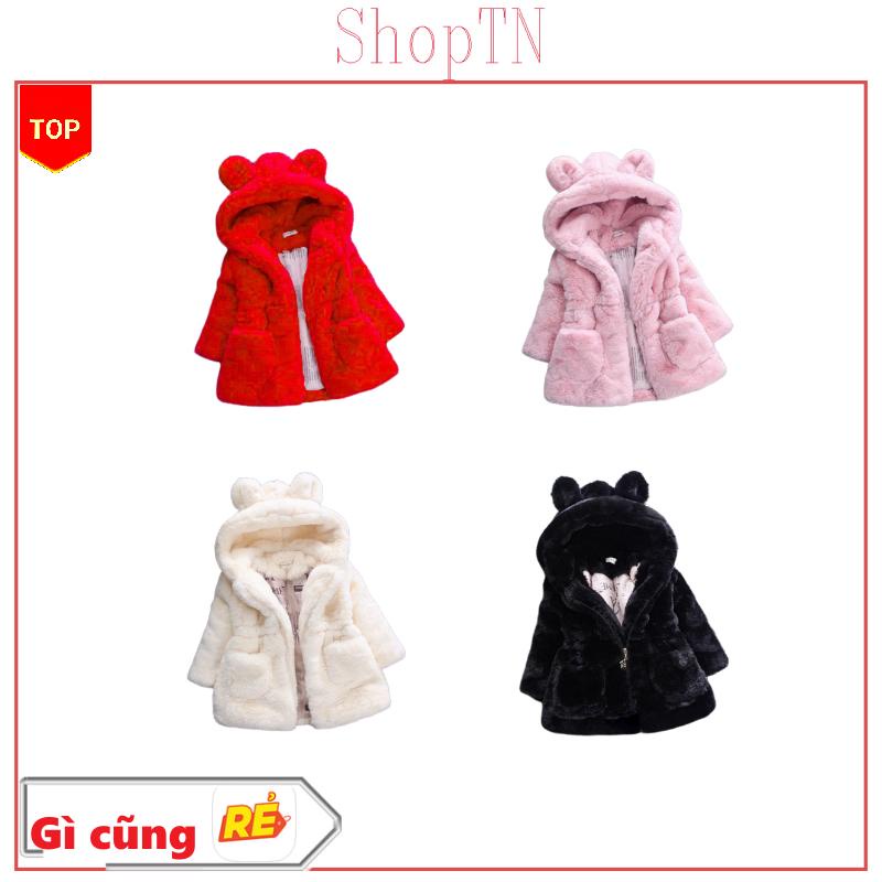 Áo khoác lông cừu mềm mịn dày ấm hàng quảng châu cao cấp cho bé gái 8-30kg