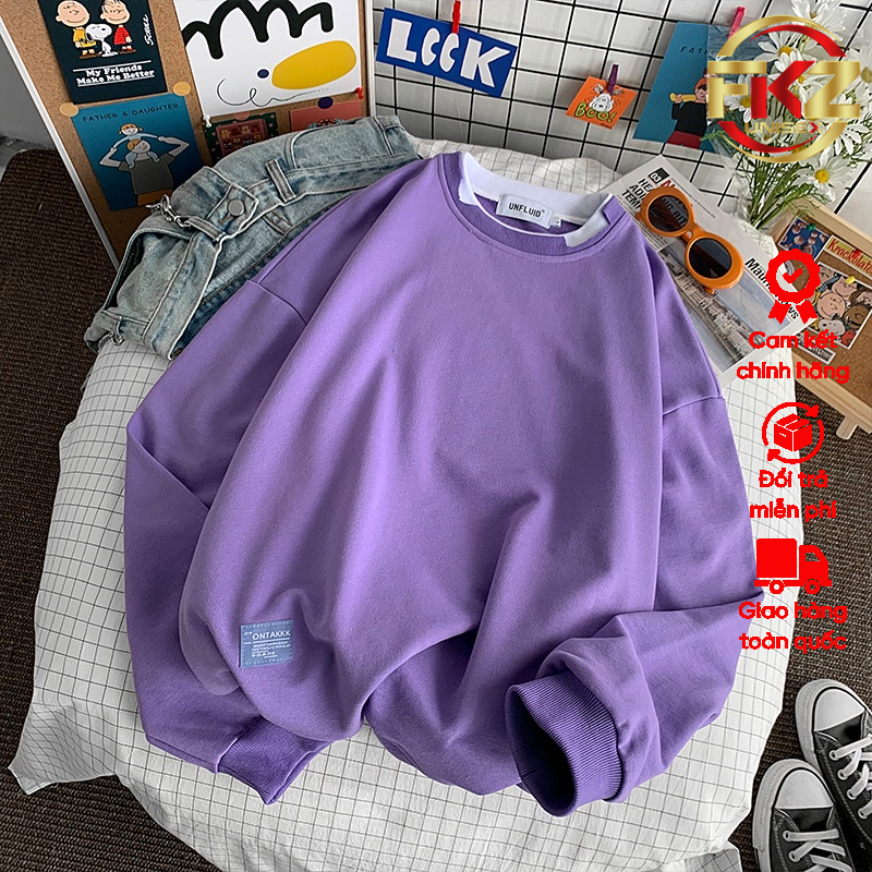 Áo sweater FKZ UNISEX nỉ bông tay dài phối layer độc lạ nam nữ đều mặc đẹp