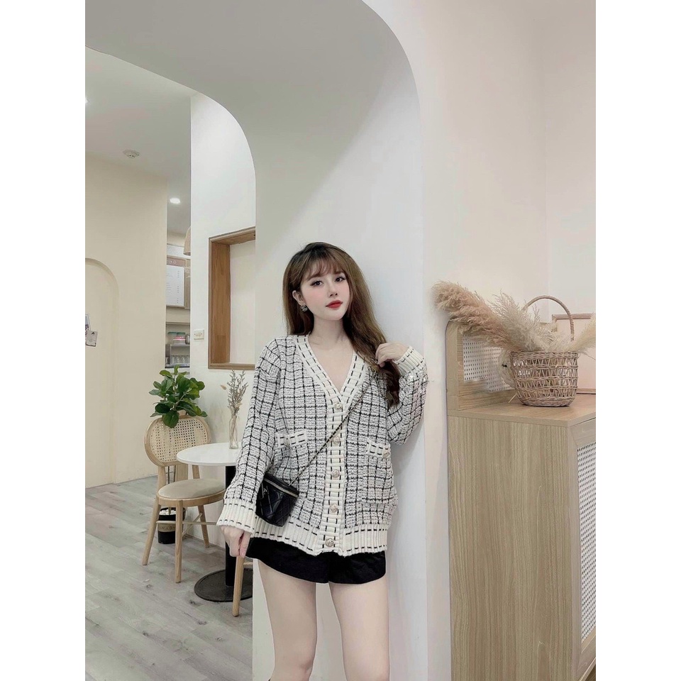 Áo cardigan len kẻ ô | BigBuy360 - bigbuy360.vn