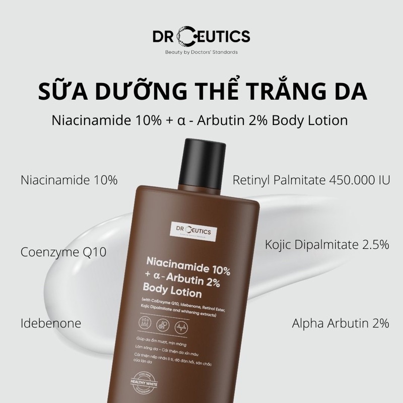 Sữa dưỡng thể DrCeutics Niacinamide Arbutin dưỡng ẩm sáng da