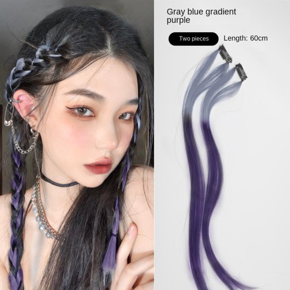 MXGOODS Tóc Giả Nối Dài Kiểu Tai Nhuộm Màu Sắc Gradient Có Kẹp Bên Hông Tiện Dụng Cho Nữ
