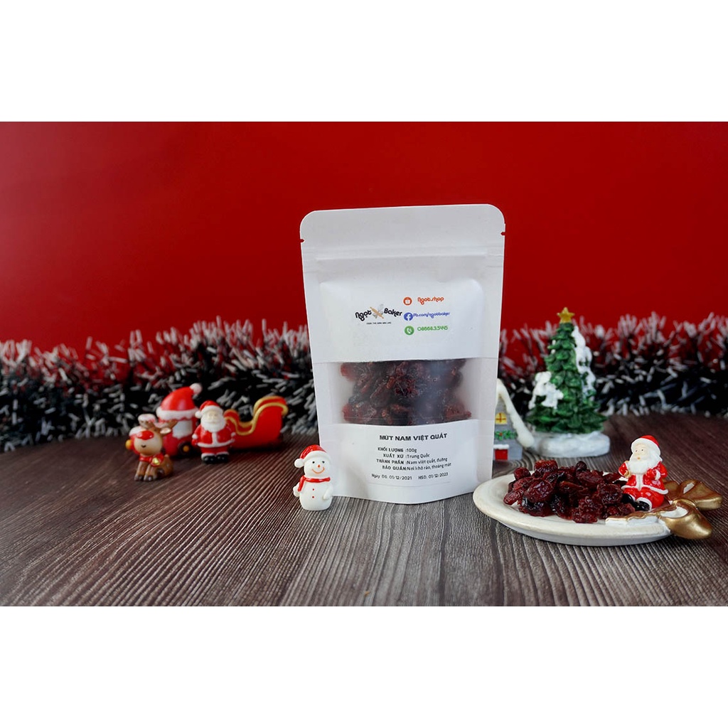 Nam việt quất sấy khô không đường, nguyên liệu làm kẹo nougat, trang trí bánh 100g