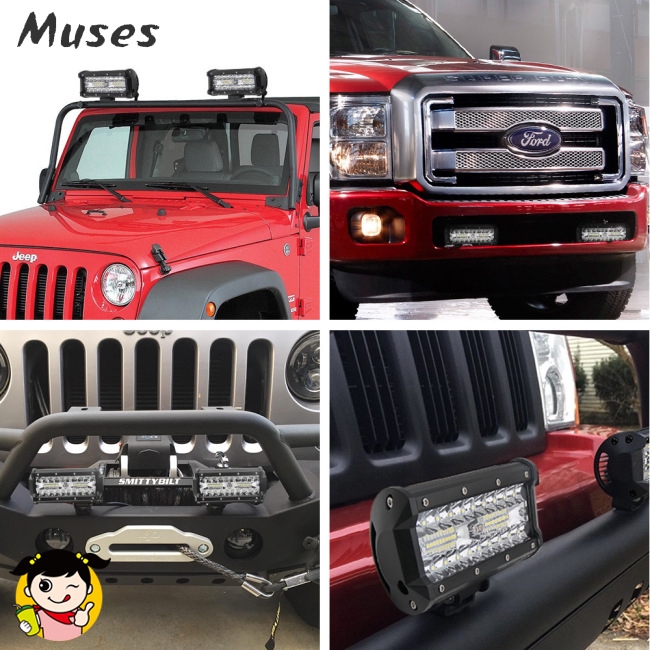 Muse07 7inch 200W LED Work Light Bar Flood Spot Beam Offroad 4WD SUV Driving Lamp