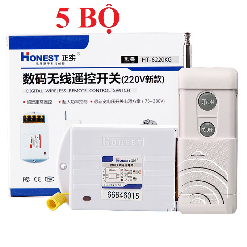 Combo 5 bộ công tắc điề khiển từ Xa 1Km 40A/220V 6220KG- CHỨC NĂNG HỌC LỆNH - CHÍNH HÃNG HONEST - BIG BANG VIỆT NAM