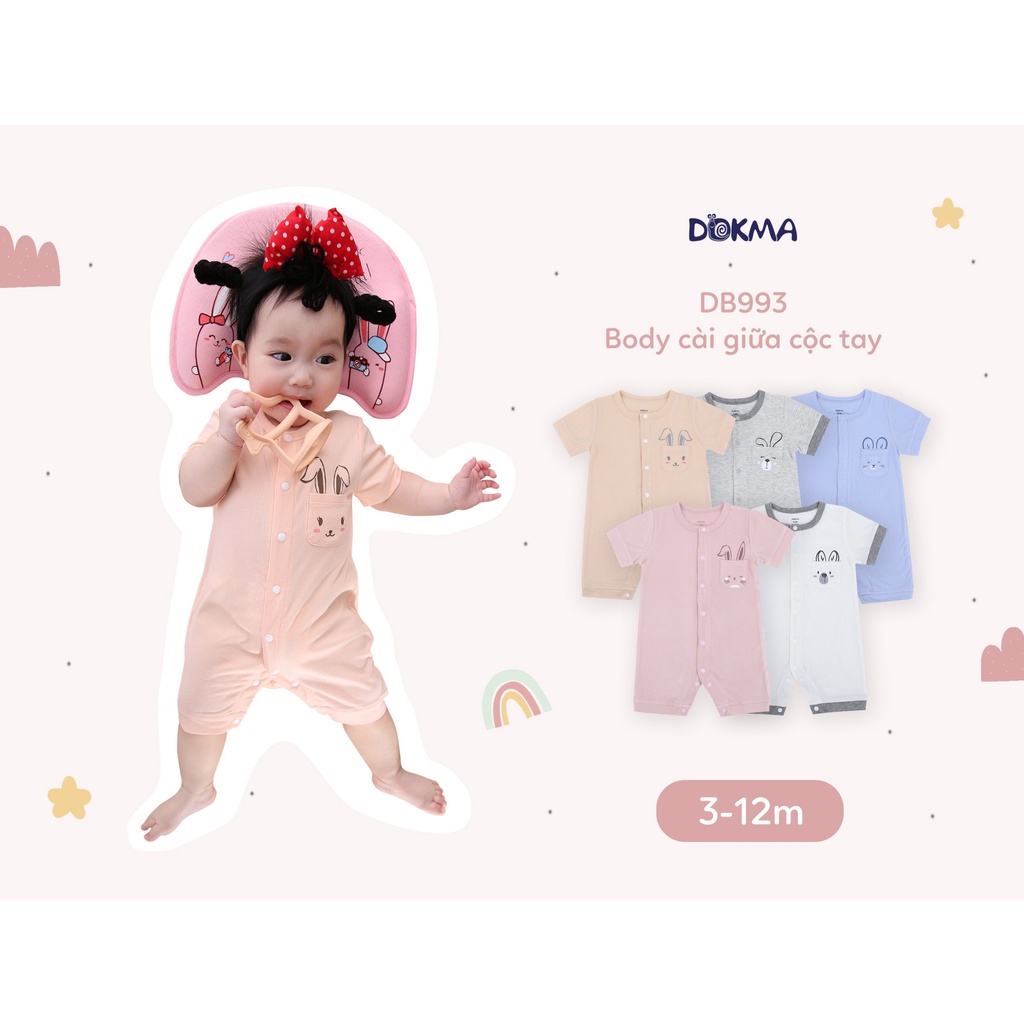 Body cộc tay cài thẳng Dokma - Body sợi tre cho bé sơ sinh đến 9 tháng Kiến Baby Store