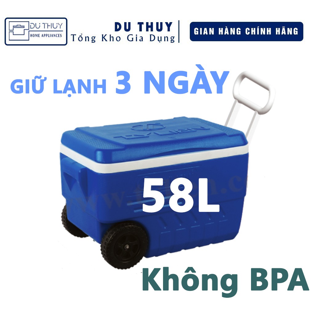 Thùng Đá Vuông Có Bánh Xe Happy Cooler,Dung Tích 58L,Giữ Lạnh 3 Ngày, Nhựa Chính Phẩm Cứng Cáp Của Gia Dụng Du Thủy