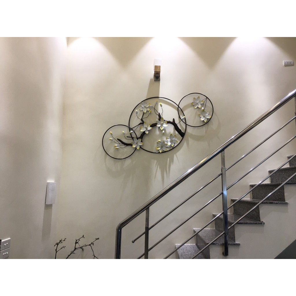 Tranh Sắt Treo Tường Nghệ Thuật, Tranh Decor Trang Trí Hoa Mai Trắng Mã C806