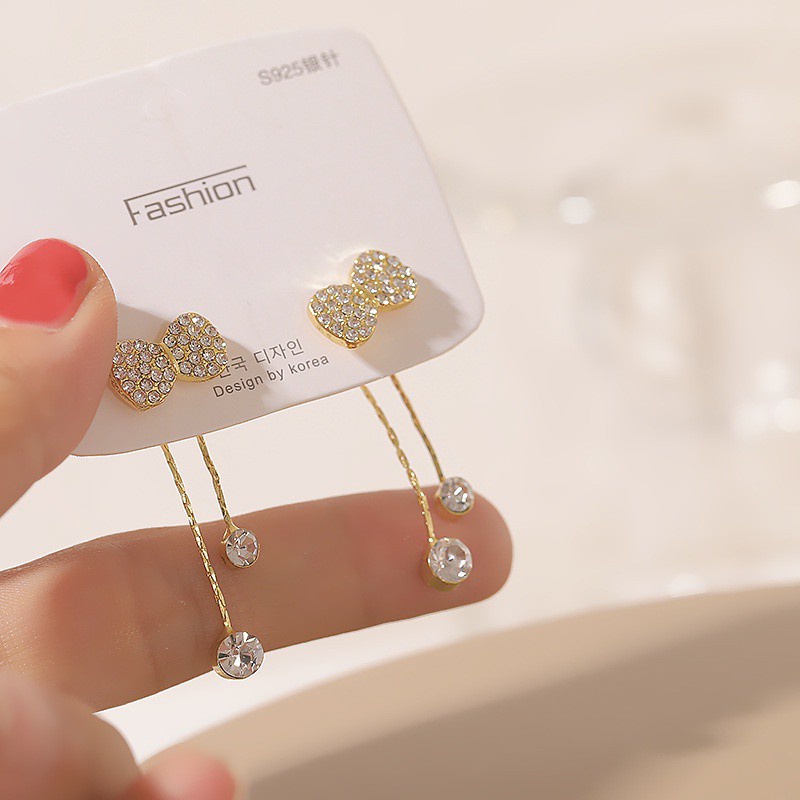 ✨✨Bông Tai Dài Hình Ngôi Sao/Nơ Đính Đá Thời Trang Đơn Giản Phong Cách Hàn Quốc Cho Nữ