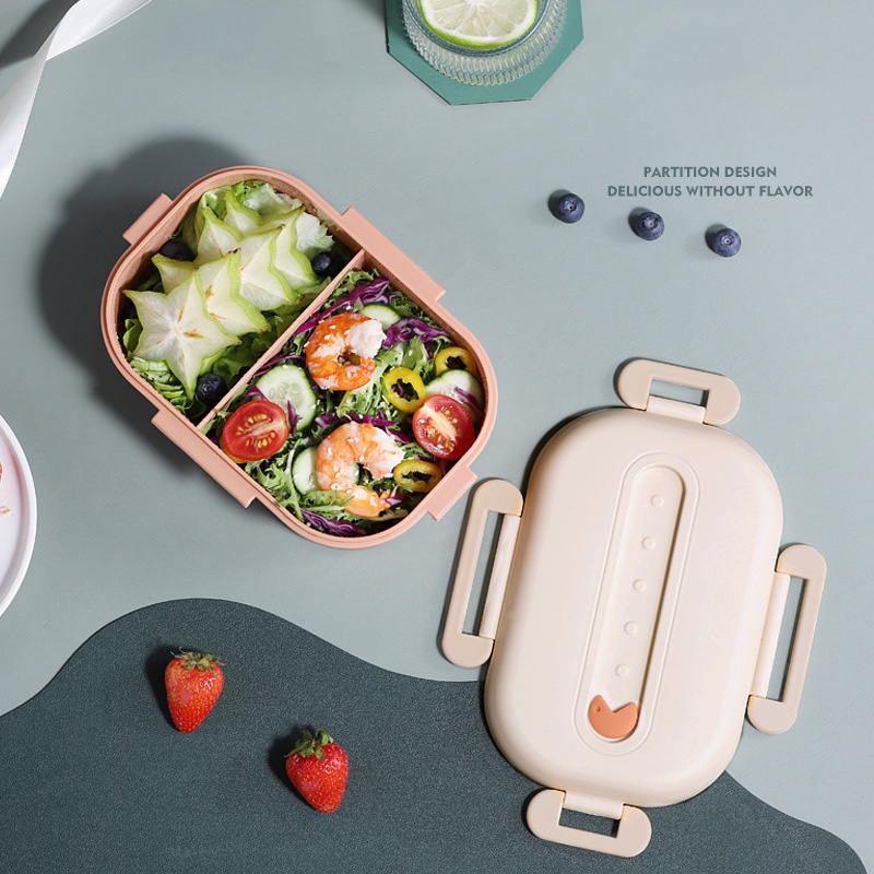 Only HOUSE Hộp Đựng Thức Ăn Trưa Đậu Nành Tươi Mát Nhỏ Bốn Mặt Bằng Nhựa PP Chống Rò Rỉ Dùng Được Trong Lò Vi Sóng