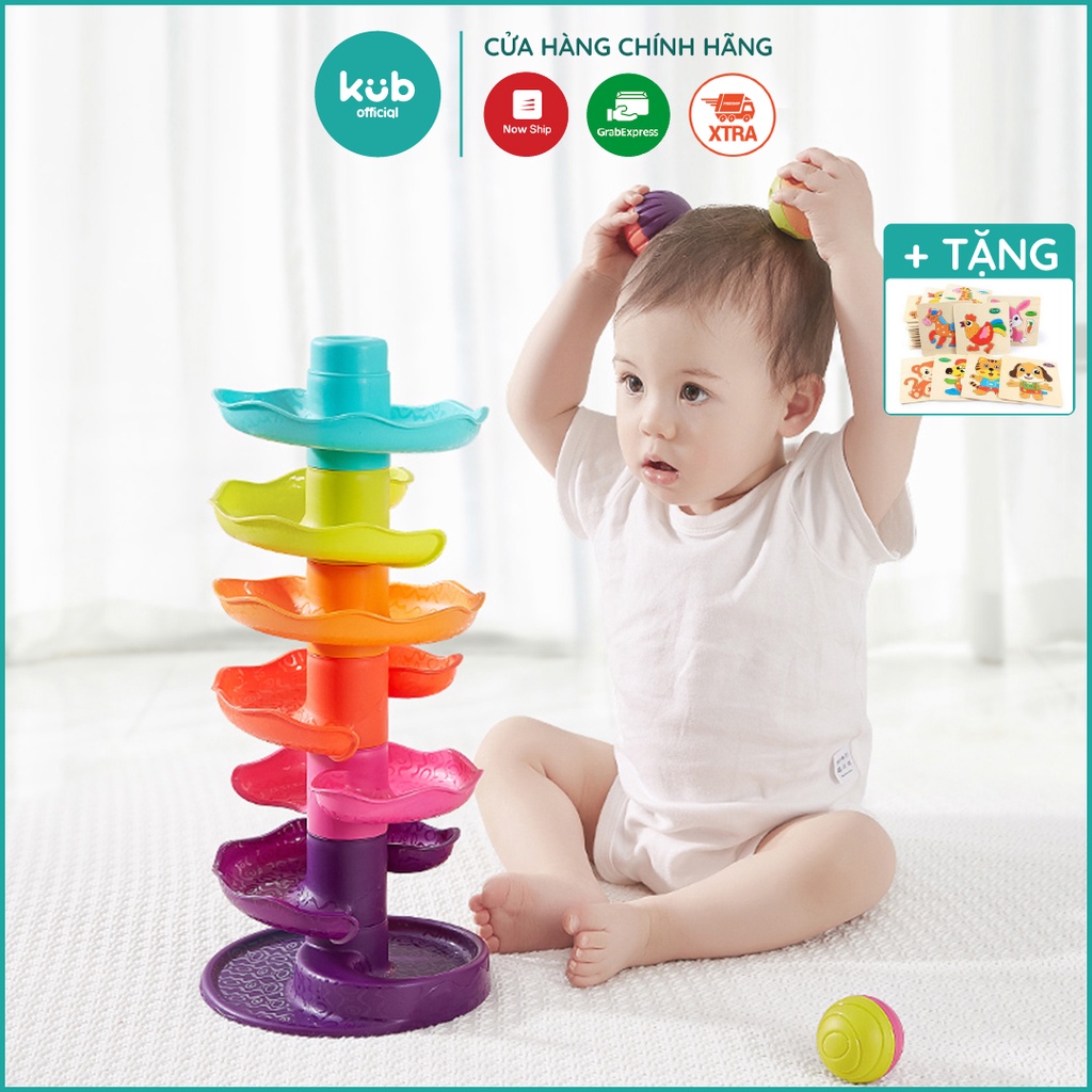 Đồ chơi cầu trượt thả bóng KUB, đồ chơi bóng lăn xoay tròn cho bé - KUB OFFICIAL
