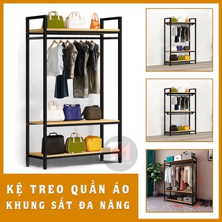 Kệ giá treo quần áo khung sắt sơn tĩnh điện mặt gỗ mdf melamin sang trọng, lắp ráp tiện lợi, sâu 0.4 dài 1m - 1,2m -1,5m
