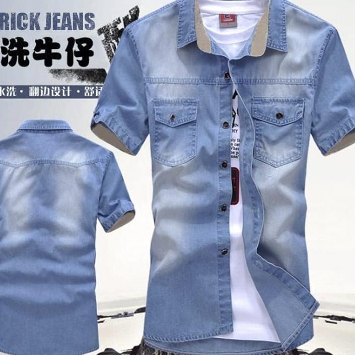 ❤ Shoppe 2.2!!! Ôngversus. Áo Sơ Mi Nam Ngắn Tay Phối Quần Jean Dài Thời Trang