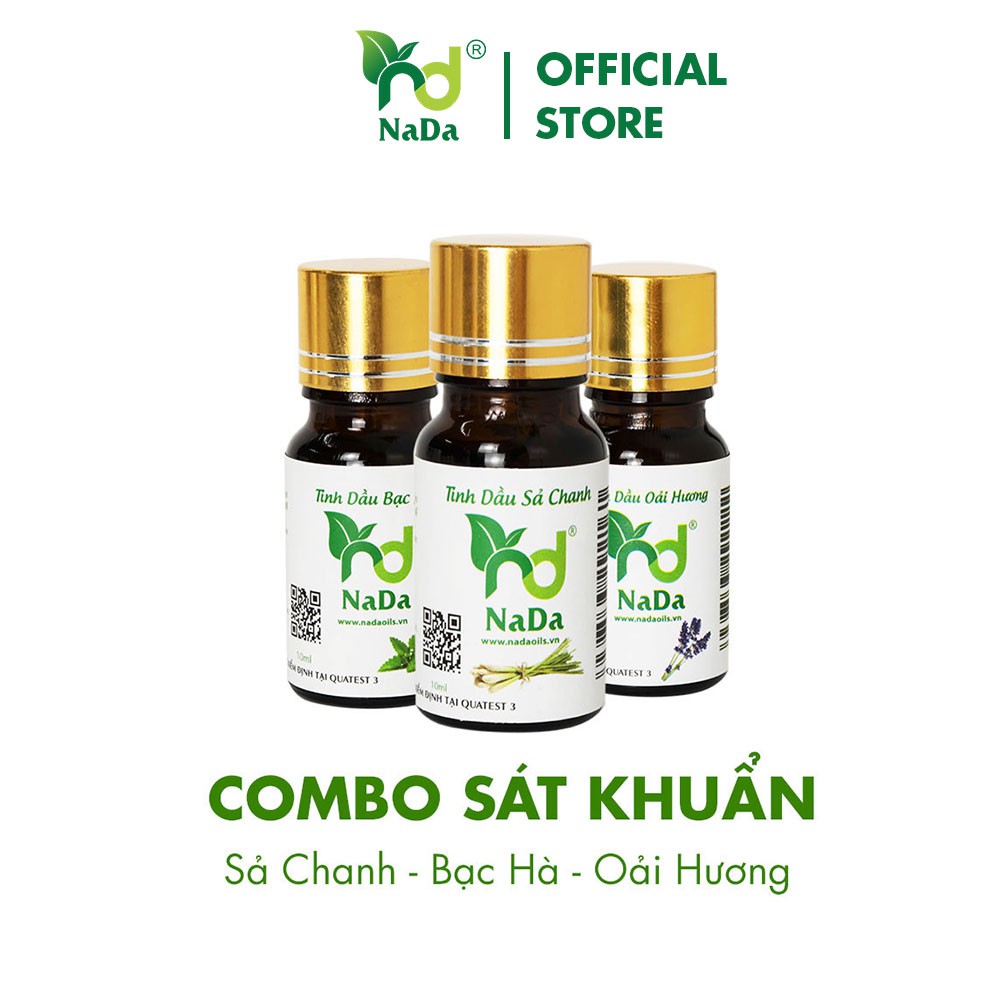 [COMBO] Tinh dầu Sát khuẩn Sả Chanh, Bạc Hà, Oải hương Nada | Nguyên chất 100% từ thiên nhiên  | 10ml