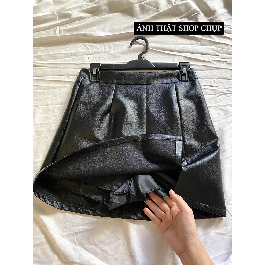 Chân Váy Da ⚡️𝐁𝐈𝐆𝐒𝐈𝐙𝐄⚡️ Cạp cao dấu bụng dáng chữ A siêu xinh