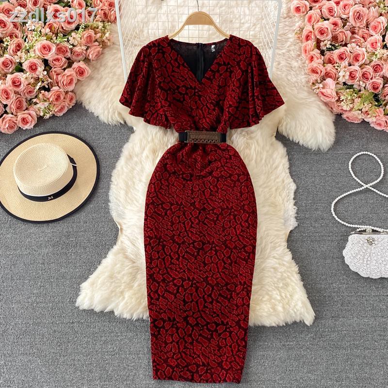 Phụ nữ Ánh sáng Sang trọng Cao cấp Trang phục Dạ hội Cổ chữ V Thắt lưng Thắt lưng Mỏng mỏng Lụa tươi sáng quấn ngang hông Váy Hepburn Pháp dài