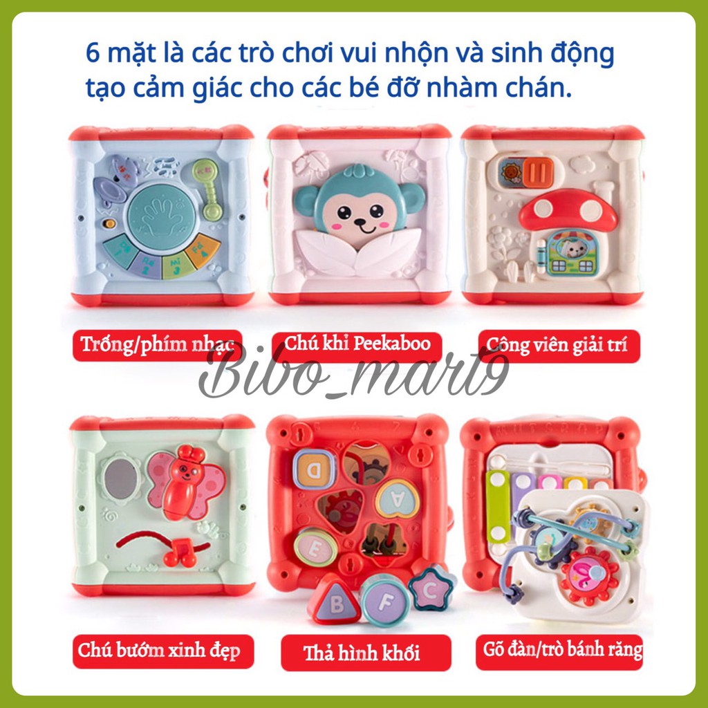 Đồ chơi thông minh cho bé hộp phát nhạc đa năng 6 mặt có đàn nhạc thả hình an toàn cho bé babyland