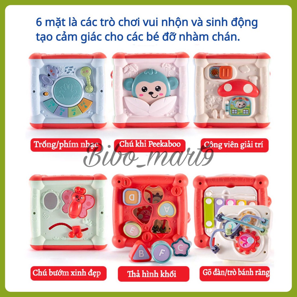 Đồ chơi thông minh cho bé hộp phát nhạc đa năng 6 mặt có đàn nhạc thả hình an toàn cho bé babyland